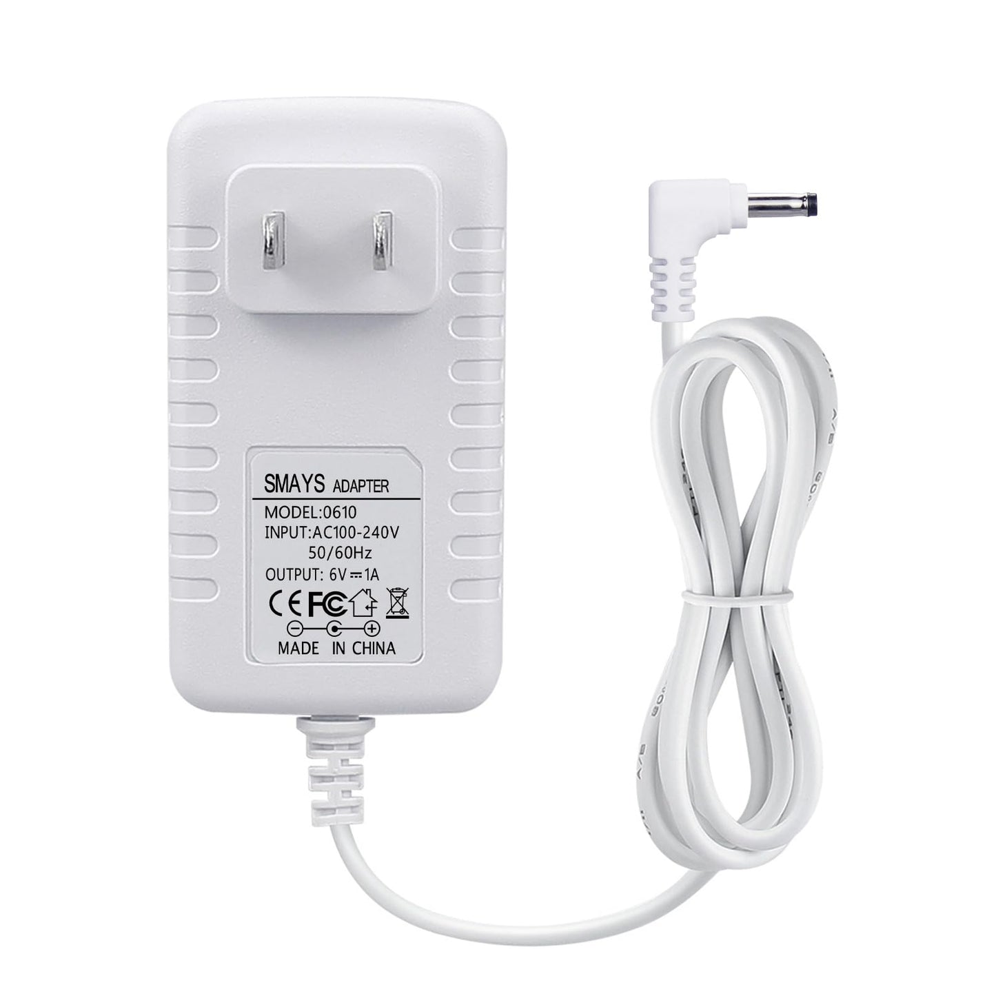 6V AC Adapter for Omron Blood Pressure Monitor Hem-ADPTW5, 5, 7,10 Series, BP5250 BP5450, Replacement Power Cord Supply, White
