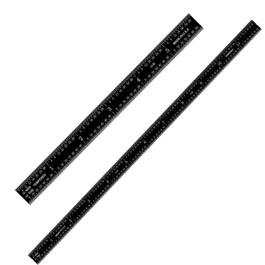 PEC Tools Stainless Steel Ruler Set(6"+12"), High-Contrast Machinist Ruler with Markings 1/32", 1/64", 1/50" and 1/100", Made in USA