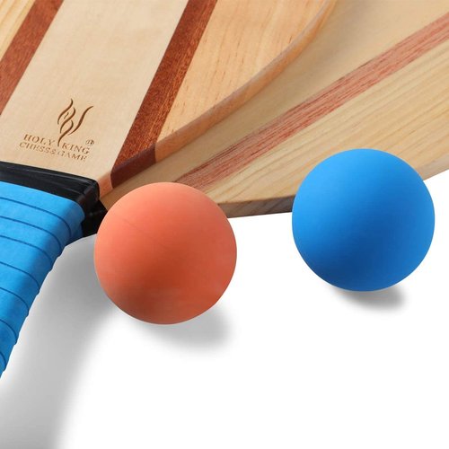 Holyking Beach Paddle Ball Set, Wooden Tennis Racket Come with 2 Paddles, 2 Balls & Carry Bag