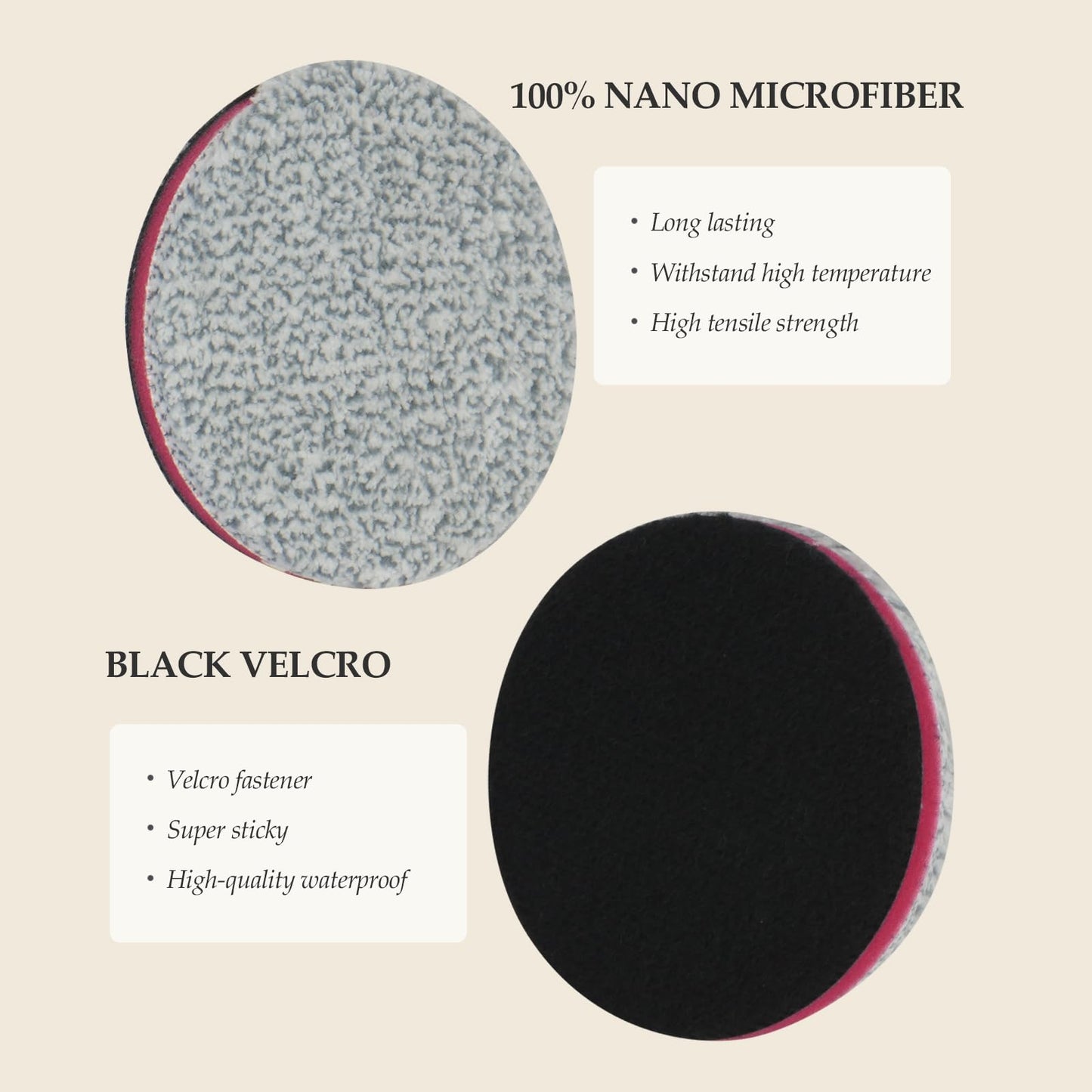 Autolock Microfiber Cutting Pads, 3Pcs 3 Inch Polishing Microfiber Pad, Finishing Disc with Hook & Loop Backing for Car Compounding, Cutting, Buffing, Waxing and Polishing