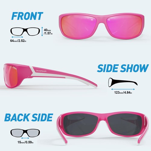 DEAFRAIN Polarized Sports Sunglasses for Men Women Driving Fishing Cycling Running Golf Pink Glasses Wrap Around Goggles UV400 Protection