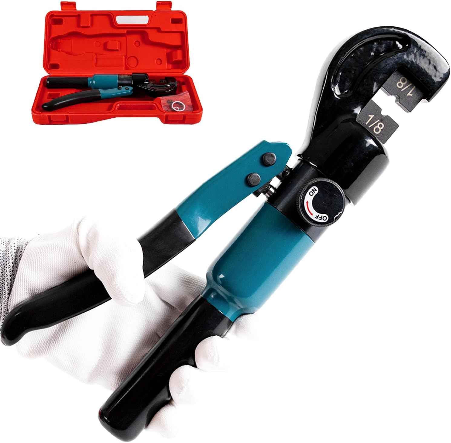 Hydraulic Crimping Tool for Stainless Steel Cable Railing - Muzata Custom Cable Swaging Kit with Wire Cutter (1/8", 5/32", 3/16")