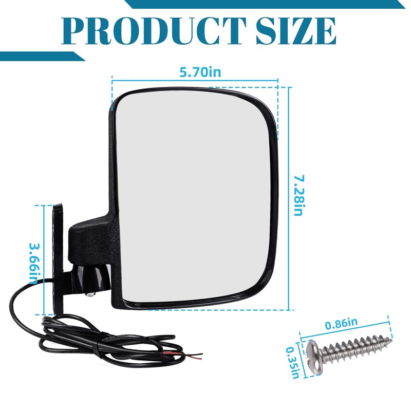 CartClan Universal Golf Cart Side Rear View Mirror, Golf Cart Rear Mirror with Turn Signal Light Suitable for Club Car EZGO Yamaha Side Mirrors