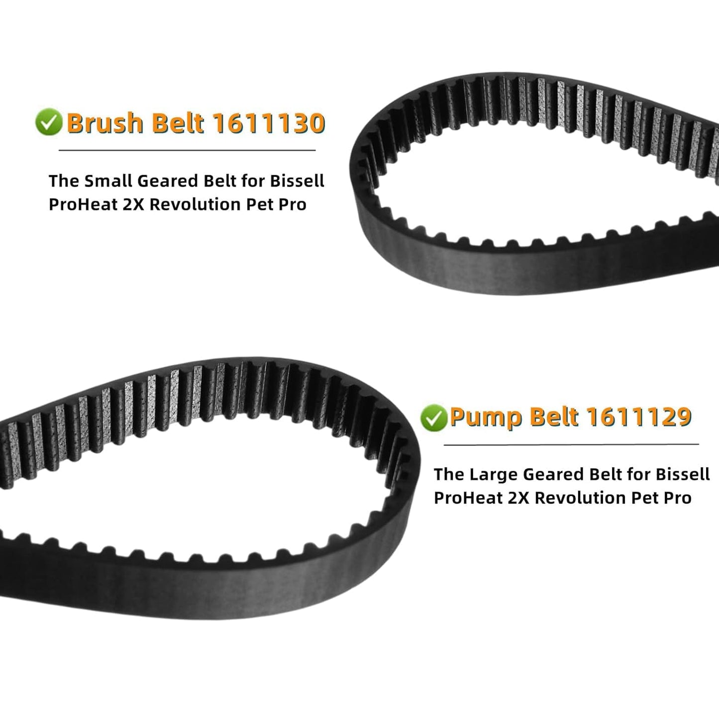 JEDELEOS Replacement Belt Set for Bissell ProHeat 2X Revolution Pet Carpet Cleaner Model 1548 1551 1551W 1550 Series, Replace Parts 1606419, 1606418 and 1606428 (Pack of 4)