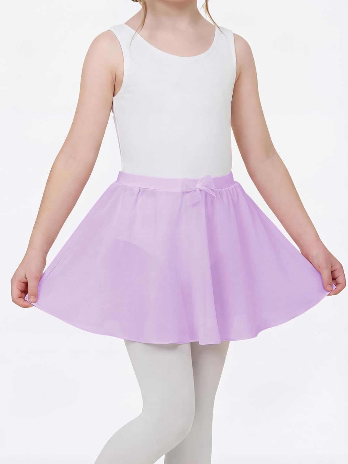 Stelle Girls Ballet Skirt - Chiffon Dance Skirt with Mesh Bowknot | Elastic Waist Pull-On Design