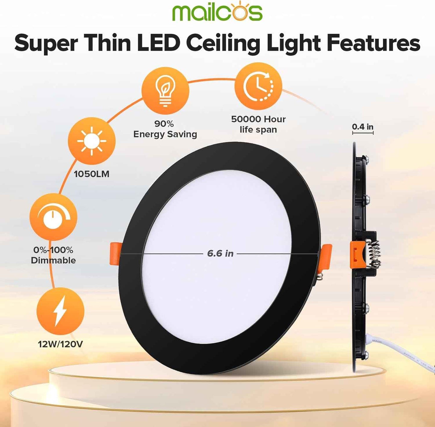 Ultra-Thin 12 Pack 6-Inch Dimmable LED Recessed Lighting - 5CCT Selectable, 1050LM, ETL