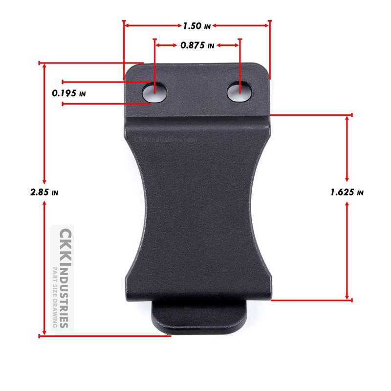 KYDEX Belt Clip for Holsters & Sheaths – (Fits 1.75in Belts) - (Inside-The-Waistband/IWB) - (USA Made) - (w/Mounting Hardware) - (2 Pack) - Adjustable Cant Carry Clips