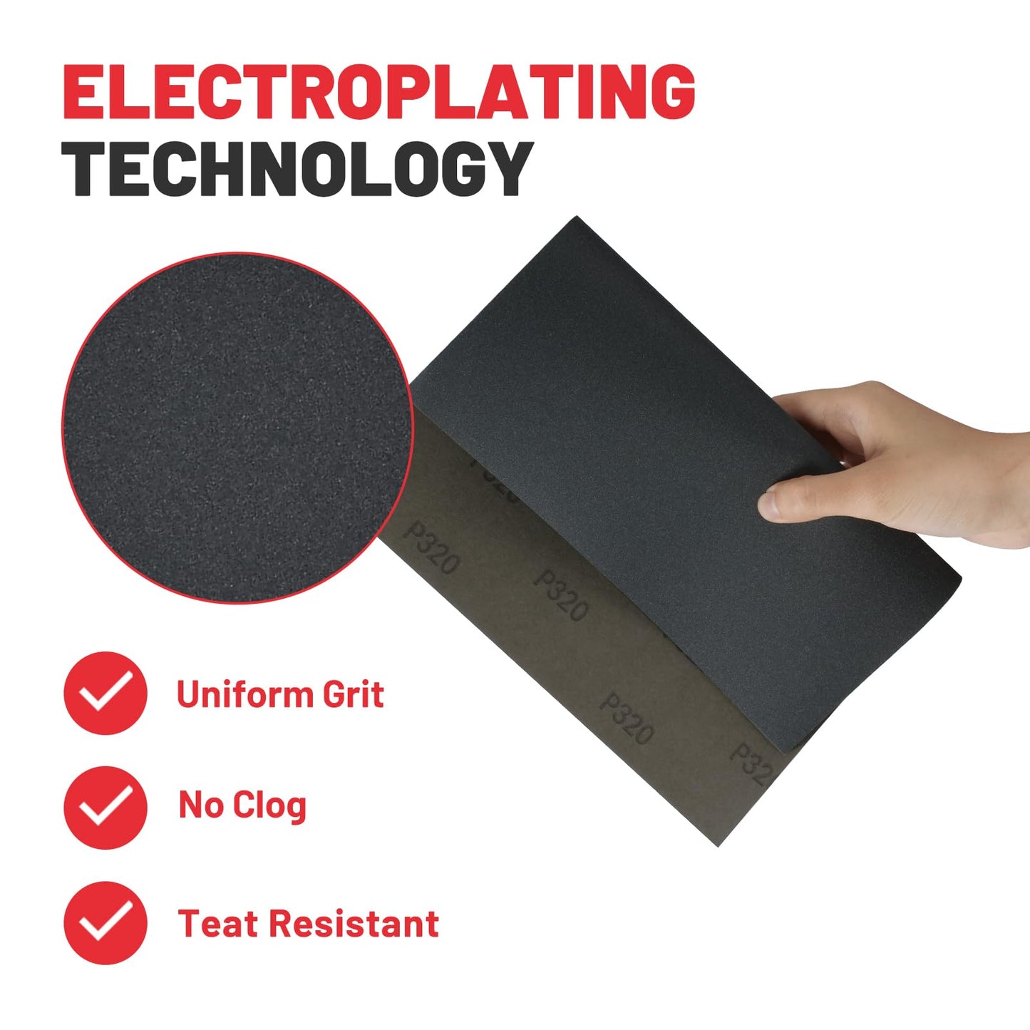 ZKH Sand Paper, 320 Grit Sandpaper Sheets, 15 Packs of 9'' x 11'' Wet Sanding Paper for Wood Furniture, Metal, Plastic, Paint