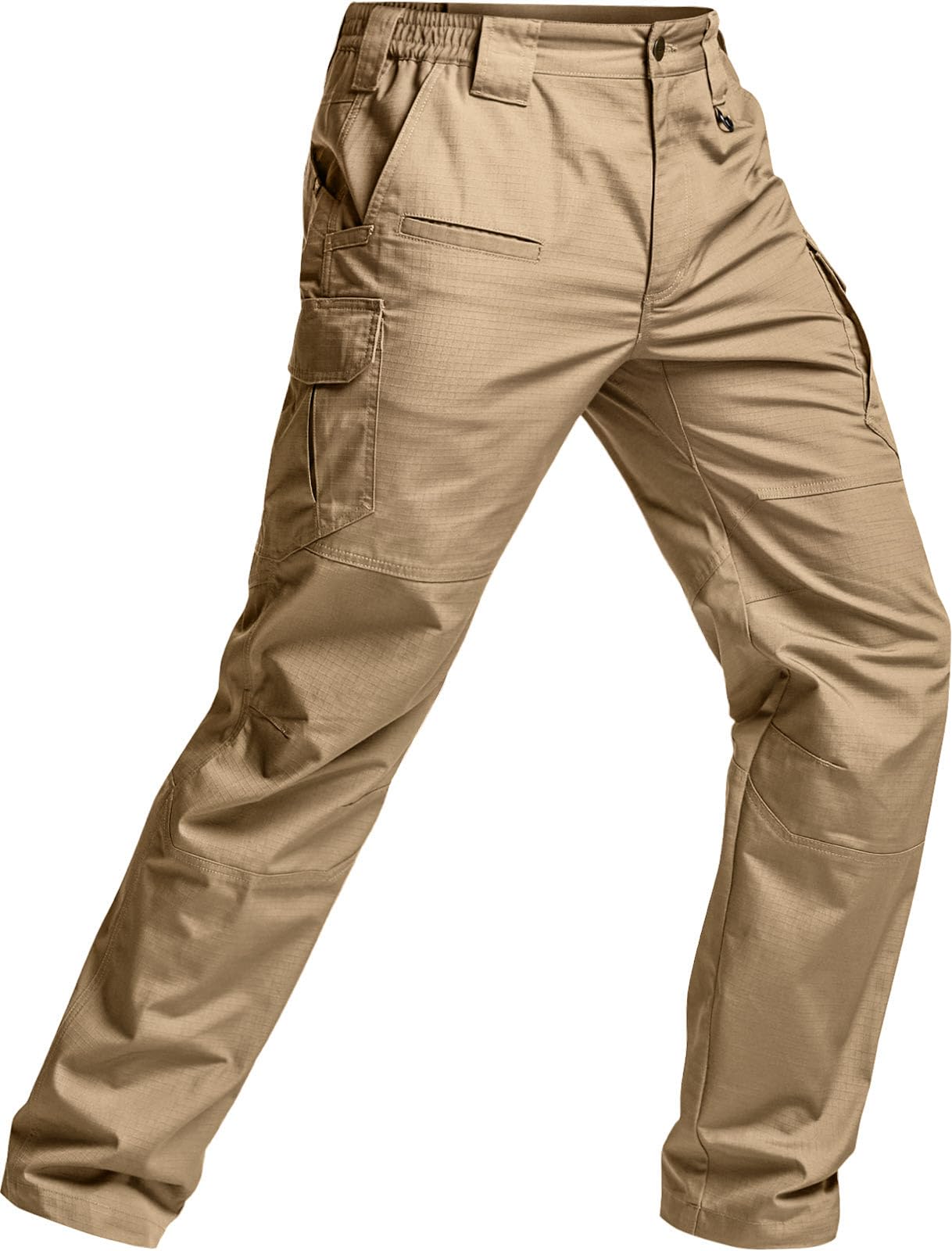 CQR Men's Tactical Pants, Water Resistant Ripstop Cargo Pants, Lightweight EDC Work Hiking Pants, Outdoor Apparel, Raider Mag Pocket Khaki, 36W x 32L