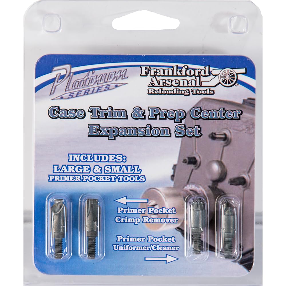 Frankford Arsenal Case Prep Power Expansion Kit with Hardened High Speed Steel Large and Small Primer Pocket Uniformer and Crimp Remover for Reloading gray