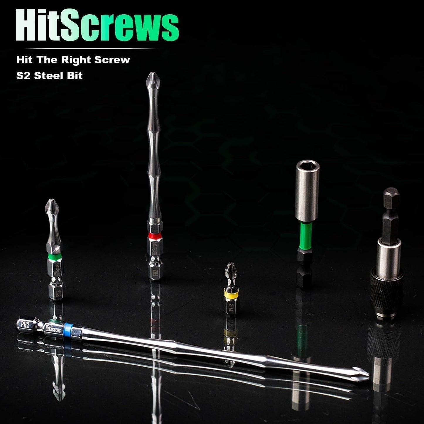 Hitscrews Magnetic Screwdriver Bits PH2, 2-Inch Impact Driver Bits #2, S2 Steel Chrome Finish Phillips Bits For Impact Driver, Home Improvement & DIY - 10 Pack