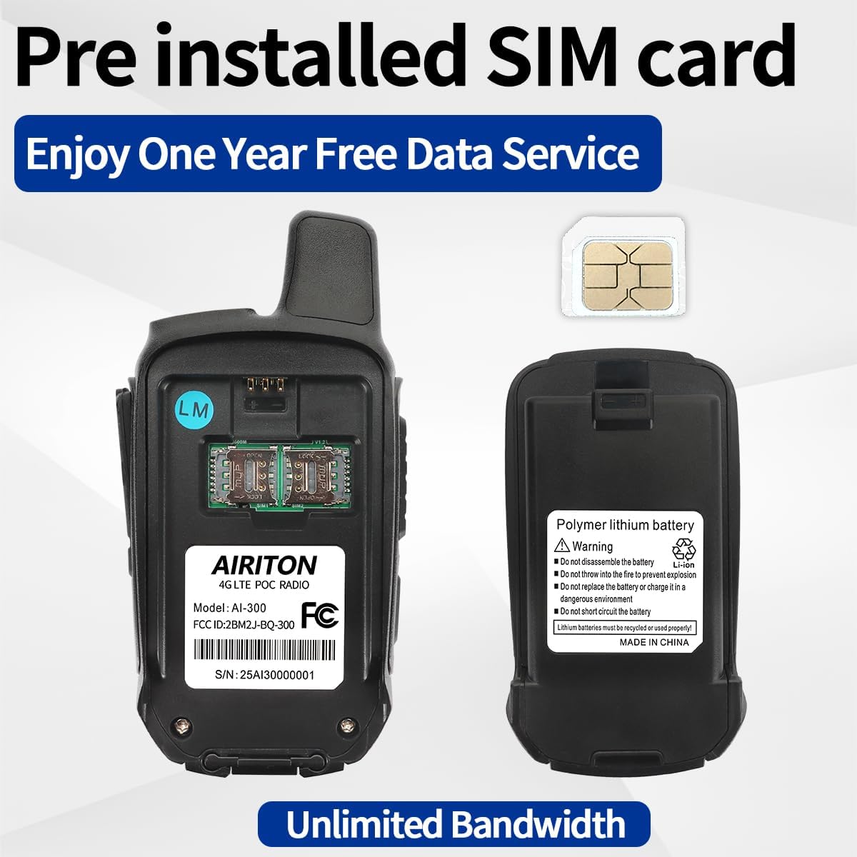 Skiennix Walkie Talkies - Unlimited 4G Nationwide Range | Long-Distance Two-Way Radio with Headset (2 Pack)