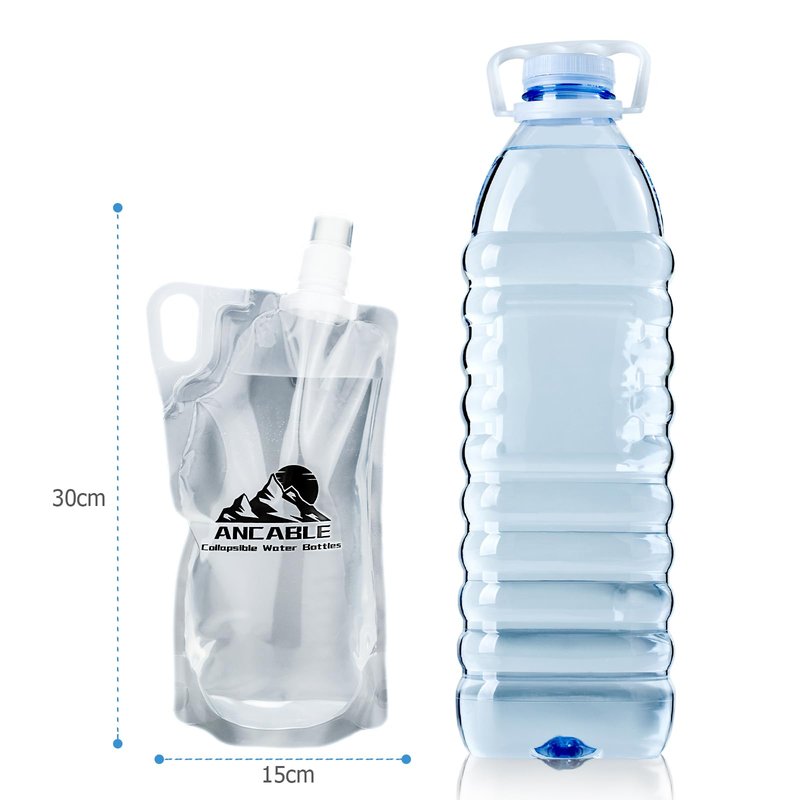 Ancable 33oz (1L) Collapsible Water Bottles, 3-Pack Reusable Travel Foldable Water Bottles for Hiking Camping Running Bike, BPA-Free Water Bottle