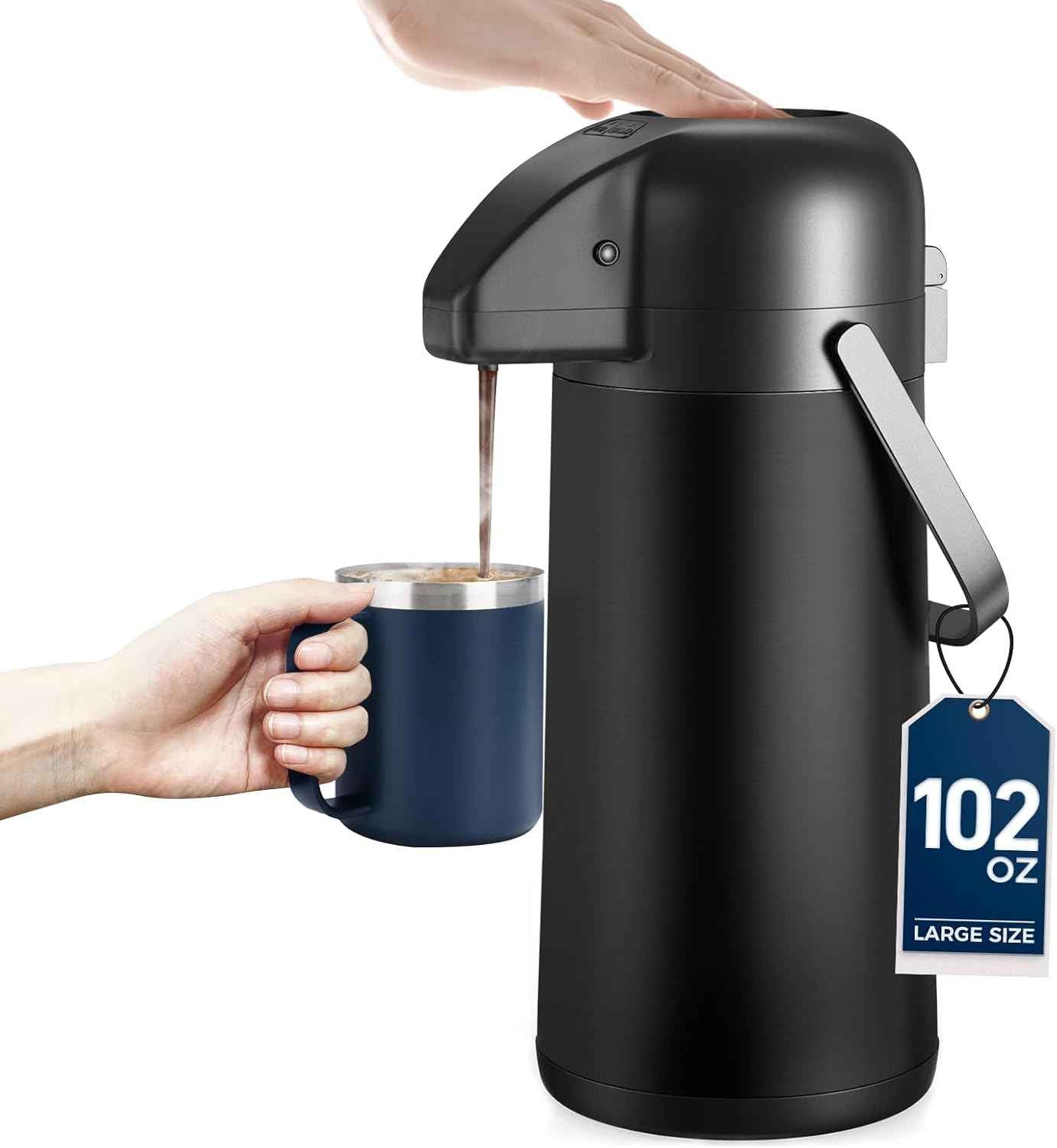 Large 102OZ Stainless Steel Coffee Carafe - Insulated Airpot Dispenser for Hot Drinks