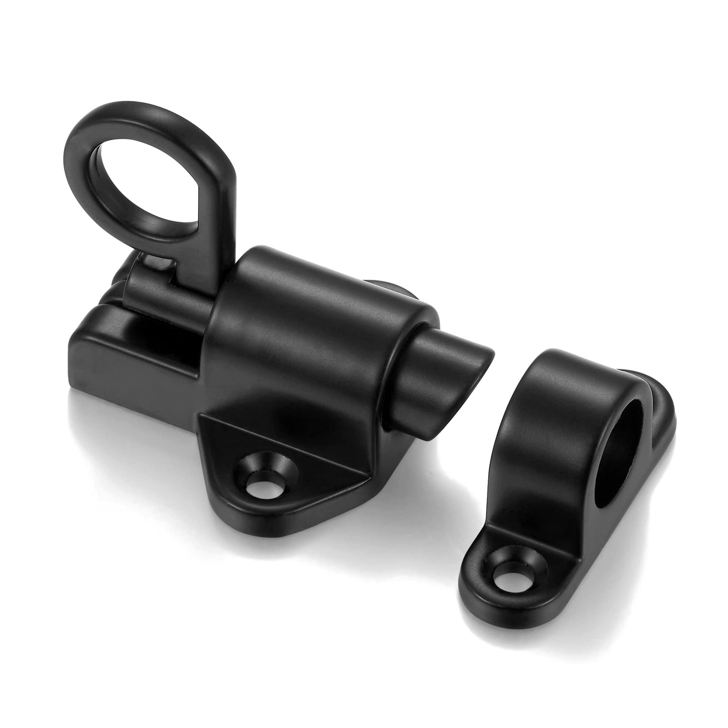 INIRET 3 Packs Self-Closing Latches,Black Spring Door Lock,Resilient Bolt Latch Aluminum Alloy Safety Automatic Spring Barrel Slide Door Lock with Screws,Used for Gate,Window and Cabinet etc…