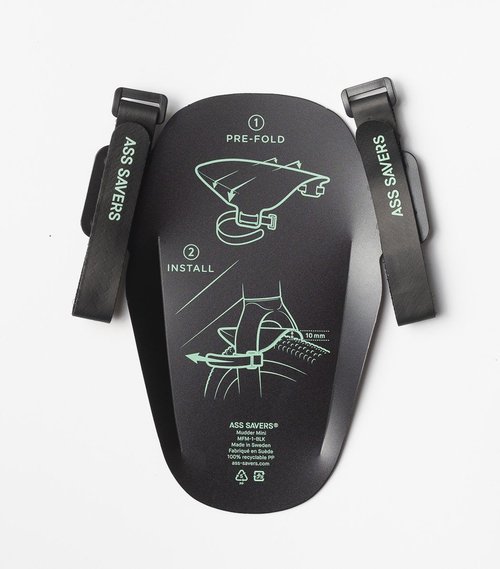 Ass Savers Mudder Mini - Black, Bicycle Mudguard for Face & Headset Protection, Easy & Secure Fit with Anti-Slip Straps, Fits All Cross & Gravel Forks, for Tire Widths 32-55mm, Small & Lightweight