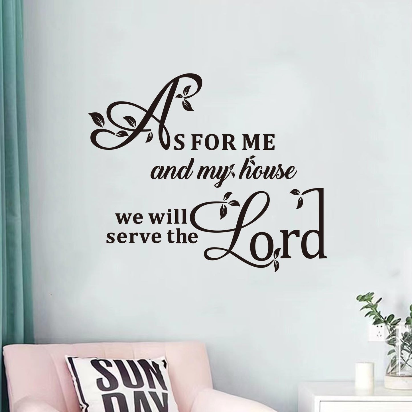 Bible Verse Wall Stickers for Bedroom: Christian Quotes Inspirational Positive Vinyl Art Wall Decals for Living Room Wall Decor - As for Me and My House 18" X 15"