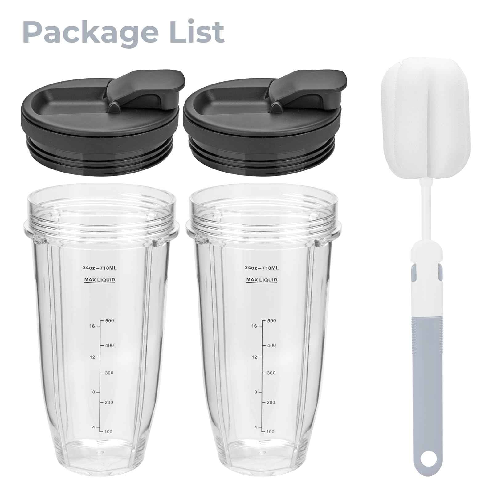 2 Pack Blender Cups Replacement For Ninja,24oz Blender Cups with Sip & Seal Lids Compatible with Ninja BL450 BL456 BL480 BL482 BL640 BL642 BL682 BN401 BN751 BN800 BN801 BL2012 BL2013 SS101 SS151