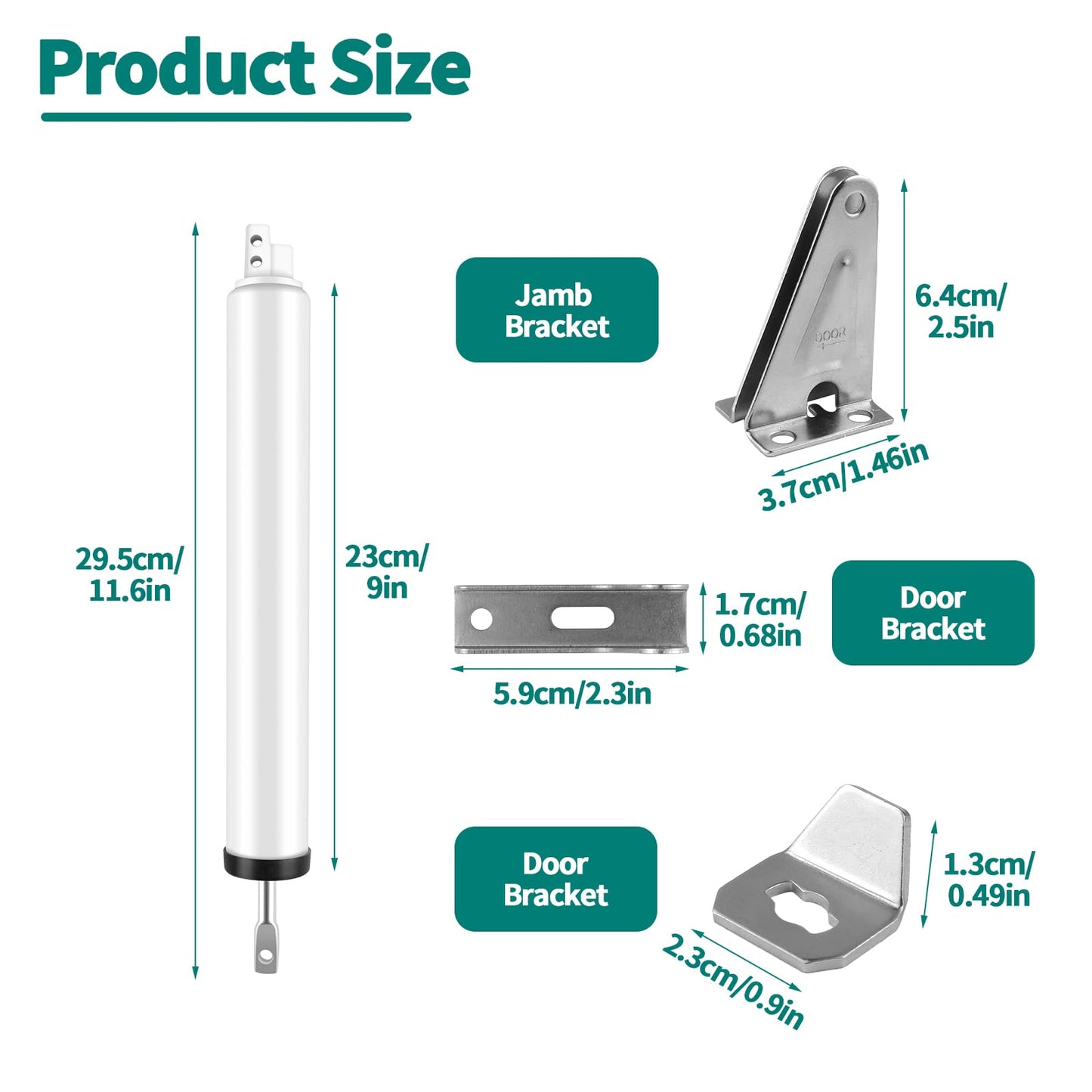 Screen and Storm Door Closer Kit, Heavy Duty Pneumatic Screen and Storm Door Closer, Screen and Storm Door Push Button Latch Set Replacement Kit, Adjust Smooth Closing Speed (White)