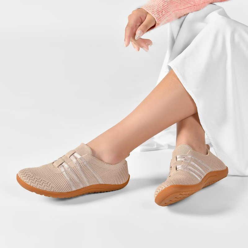 DEXJEWU Women's Minimalist Barefoot Walking Shoes Wide Toe Box Flats Lightweight Casual Gym Athletic Sneakers, 006 Camel, 8