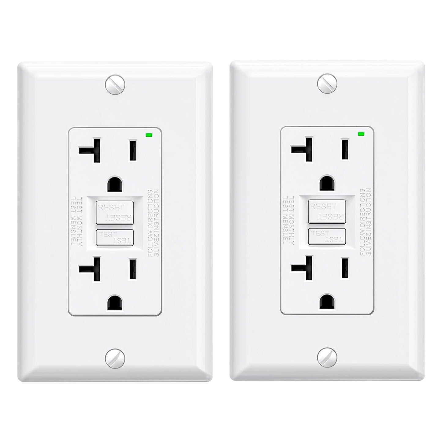 GFCI Outlet 15 Amp - Self-Test Electrical Receptacle with LED Indicator, 10 Pack
