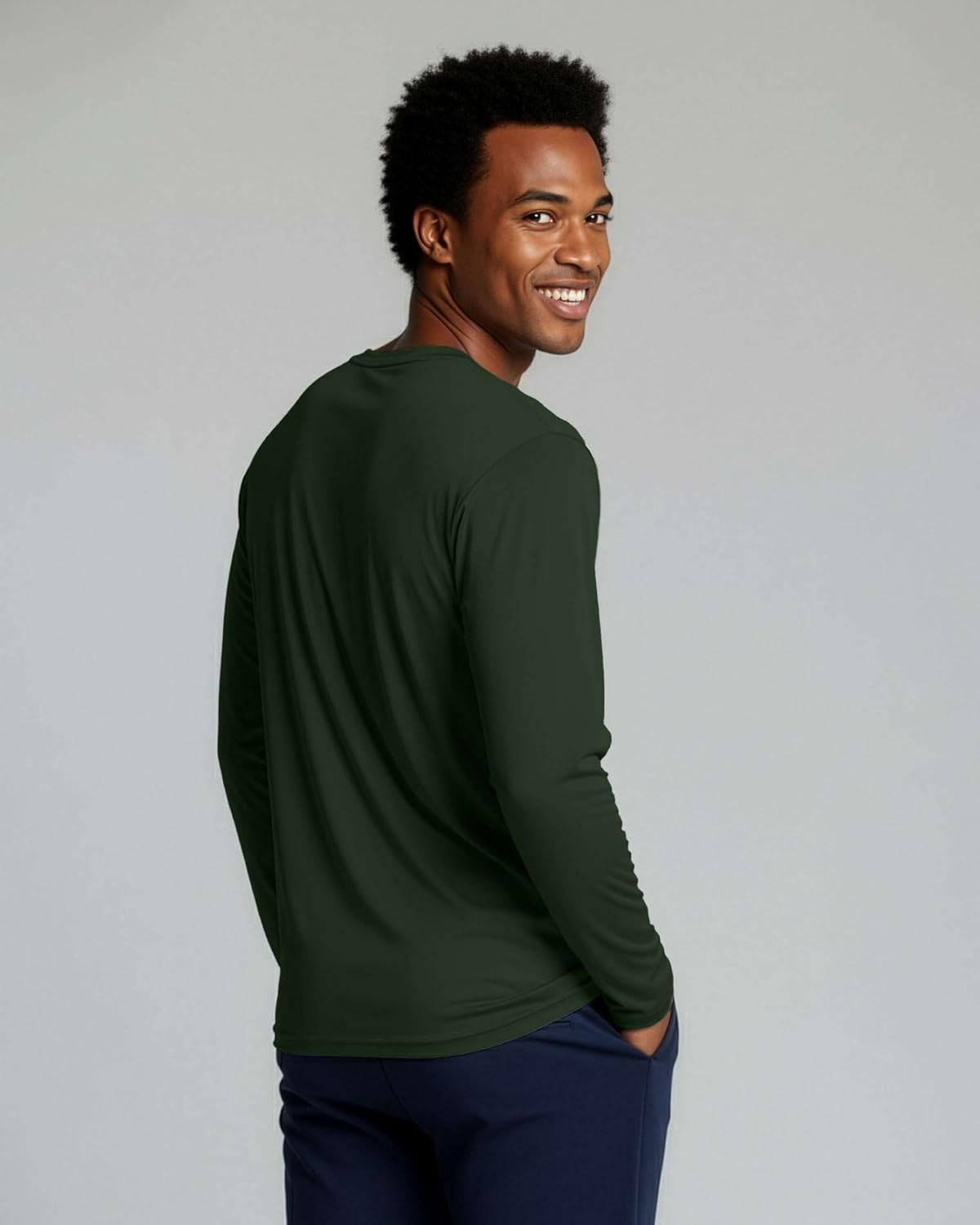 Real Essentials Men's Dry-Fit Long Sleeve Crew T-Shirt - 4 Pack | UPF 50, Active & Comfortable (S-5XLT)