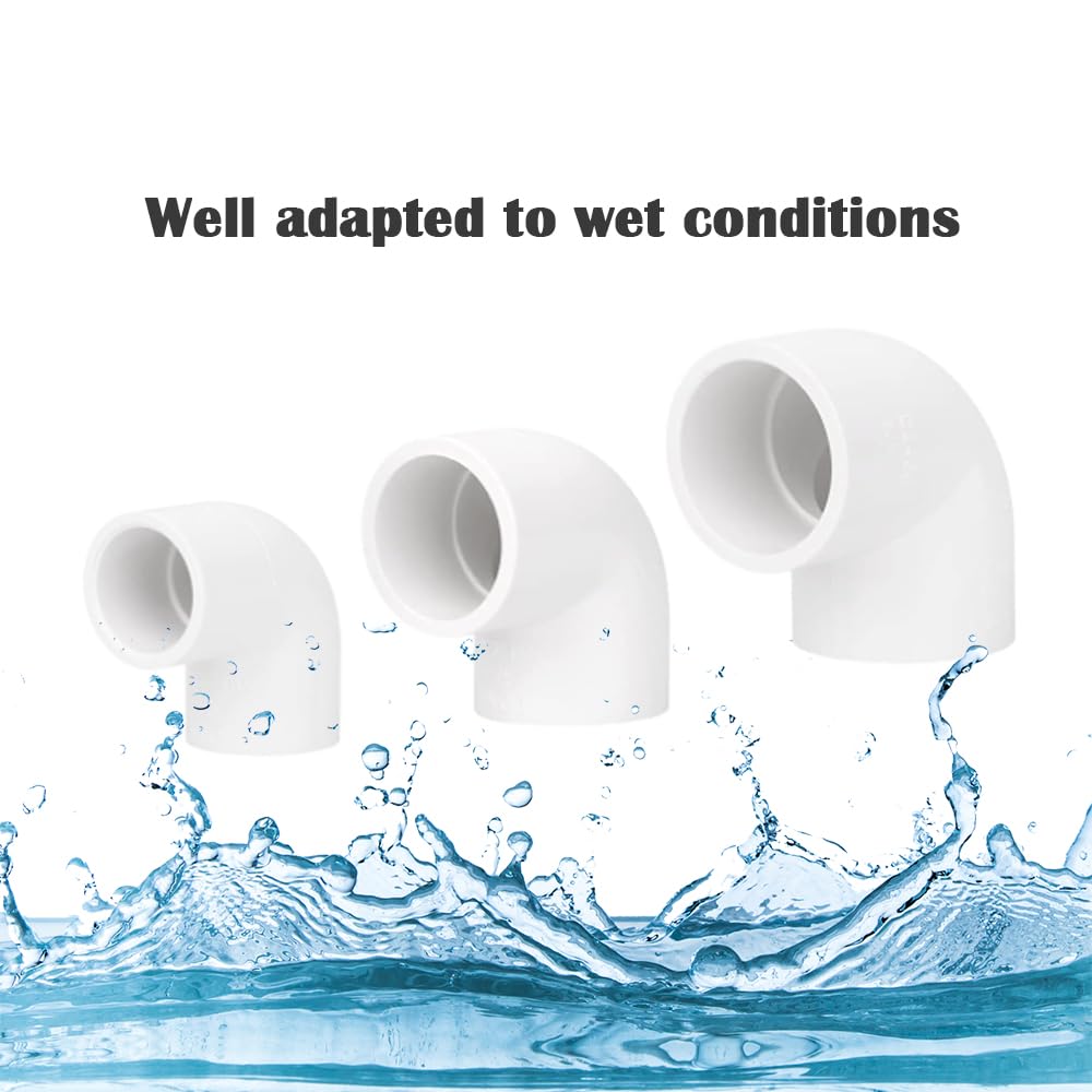 HayEastdor 2PCS 2 Inch White PVC 90 Degree Elbow Adapter Pipe Fittings 2 Way Right Angle Pipe Corner Coupling Connectors for Sprinkler, Drip Irrigation System HE051-2