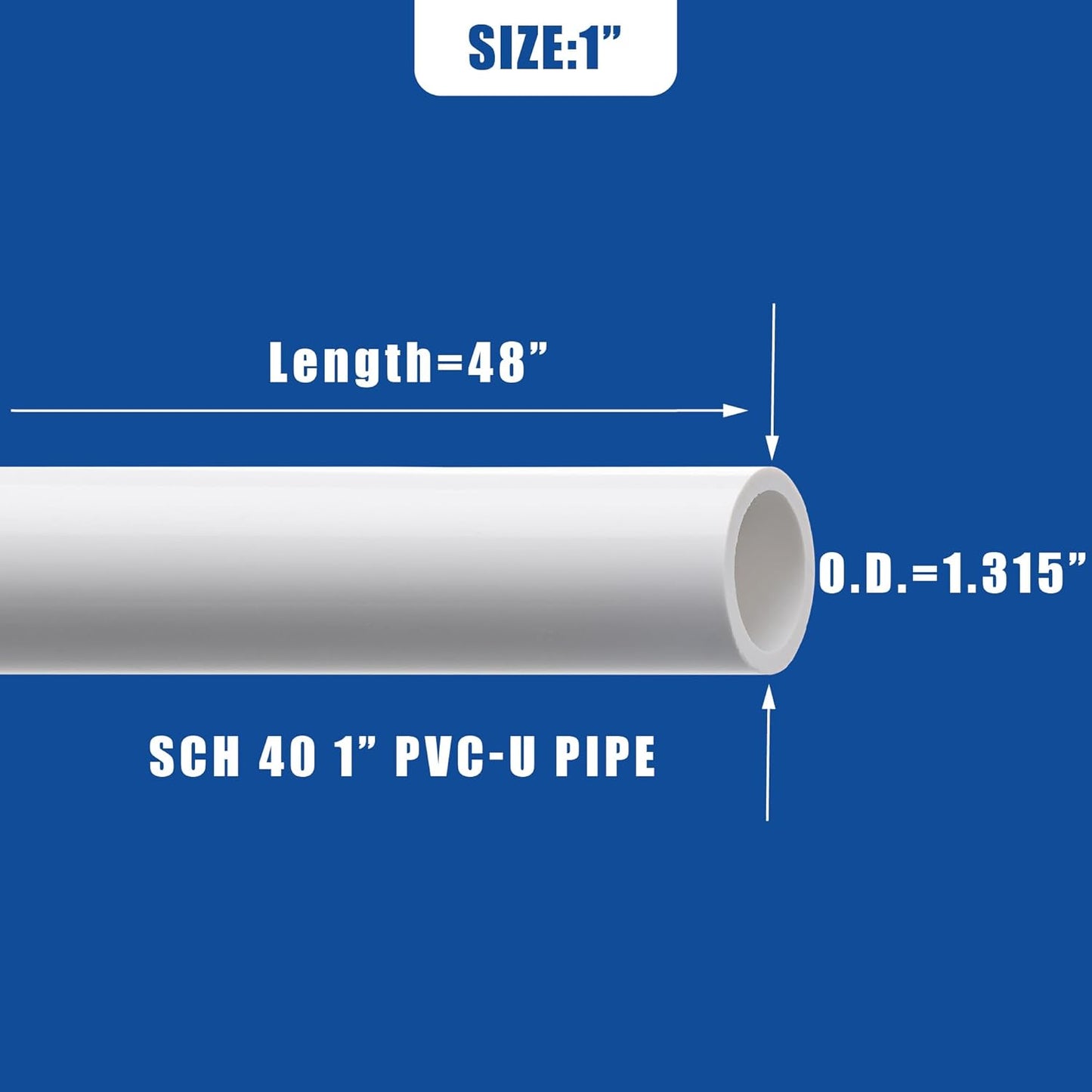 15PCS 3/4" White PVC Sch40 Pipes - 4FT Industrial Grade Durable Tubing