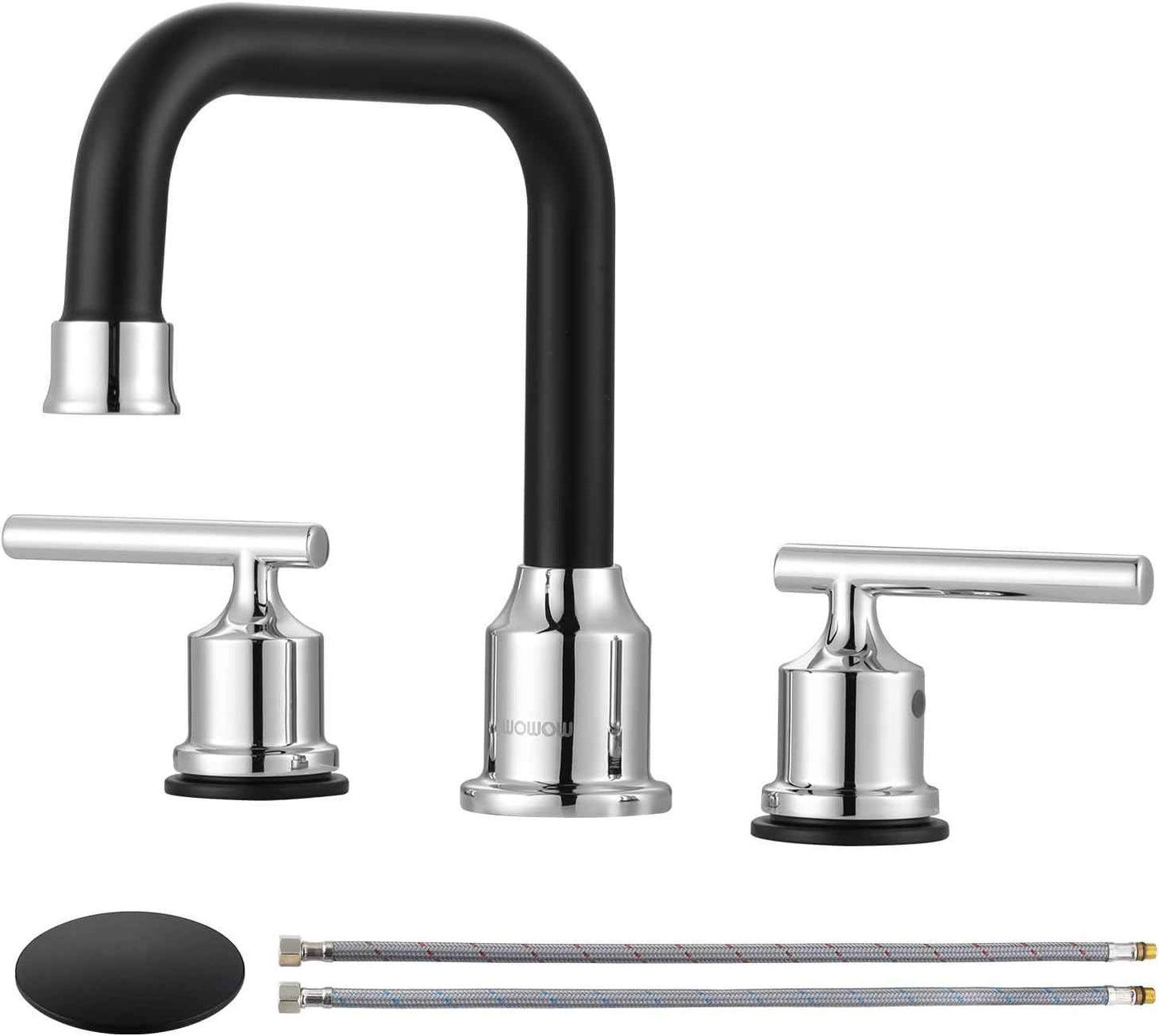 Brushed Nickel 8-Inch Widespread Bathroom Faucet with 360° Swivel Spout - Modern 2 Handle Lavatory Sink Fixture