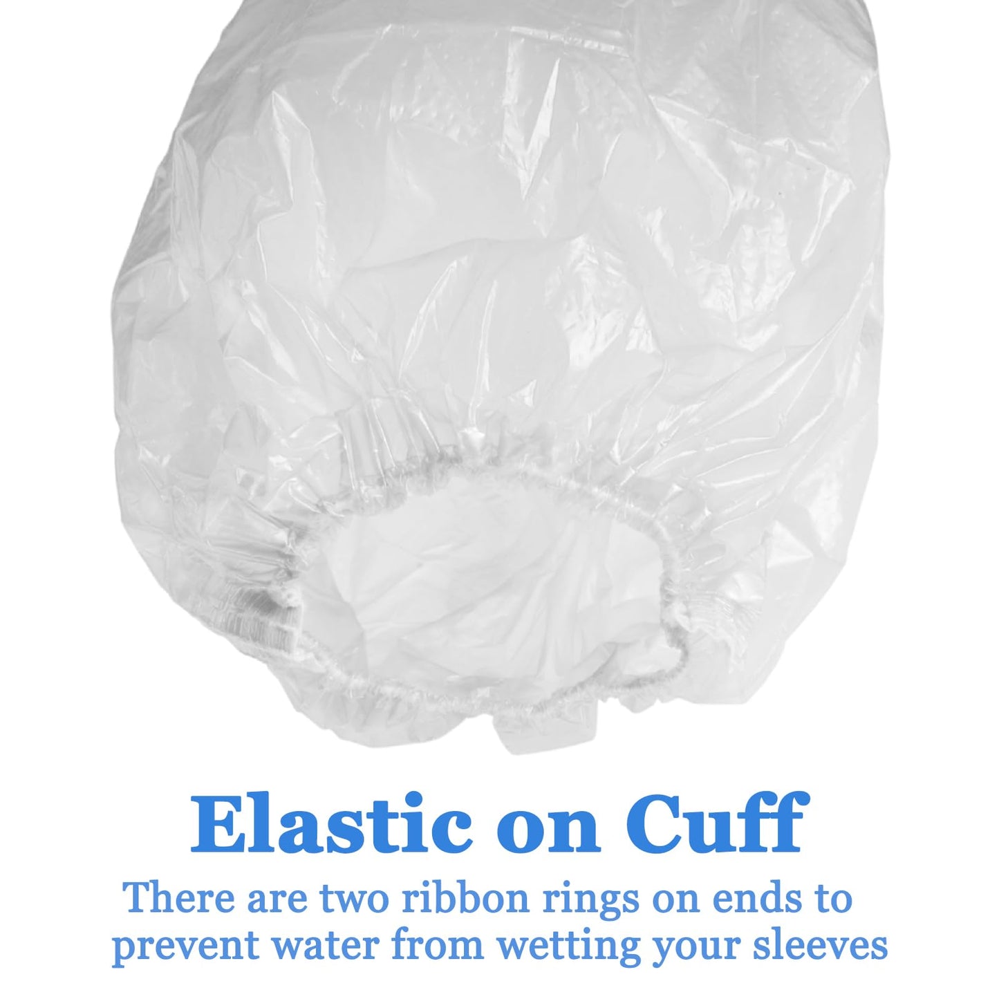 Yzurbu 100pcs Disposable Arm Sleeves, Waterproof PE Oversleeves Protector Covers with Elastic on Cuff