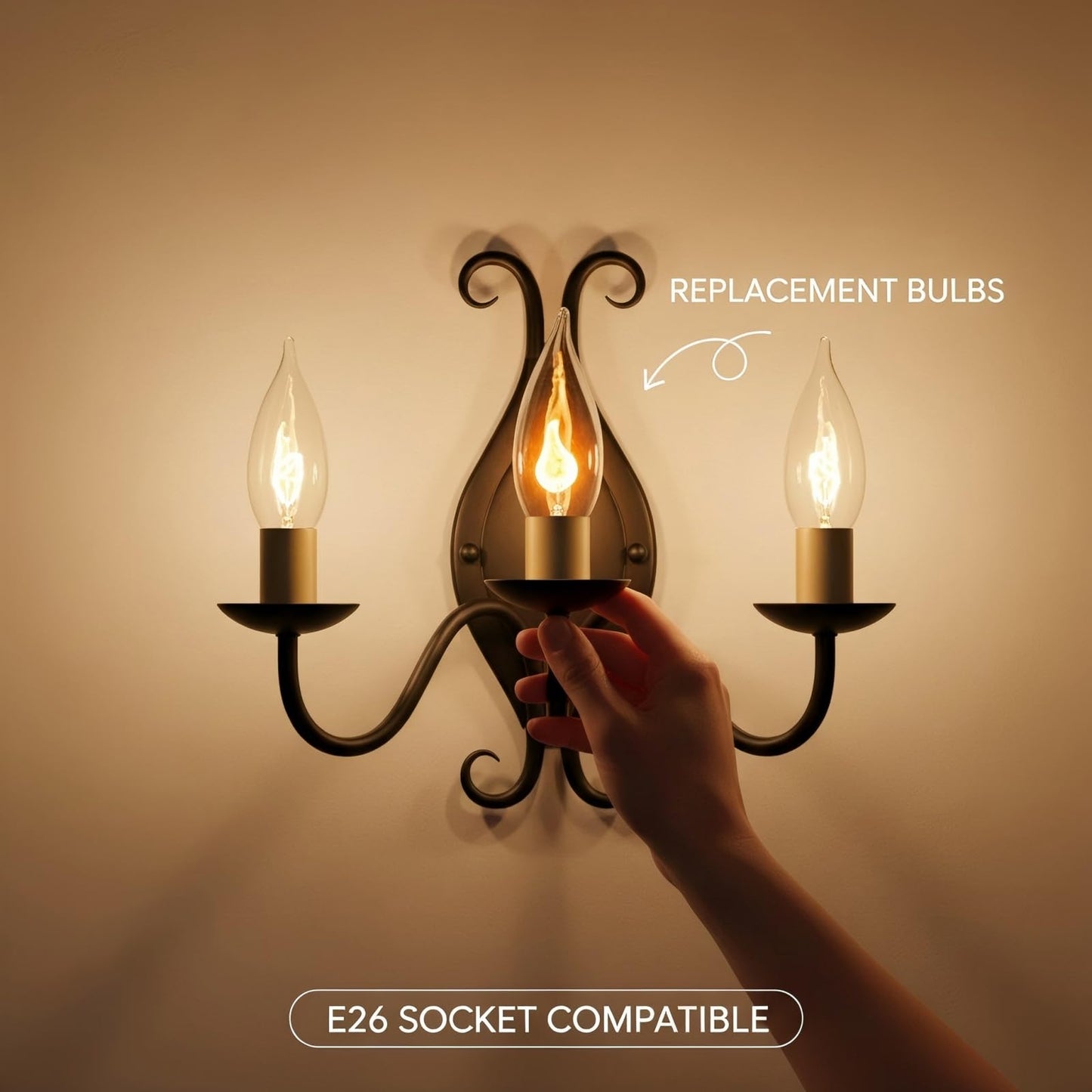 10Pack Upgraded Flame Light Bulbs, E26 Flickering Fire Light Bulbs Flame Candle for Halloween Christmas Party Patio Porch Home Indoor & Outdoor Decorations