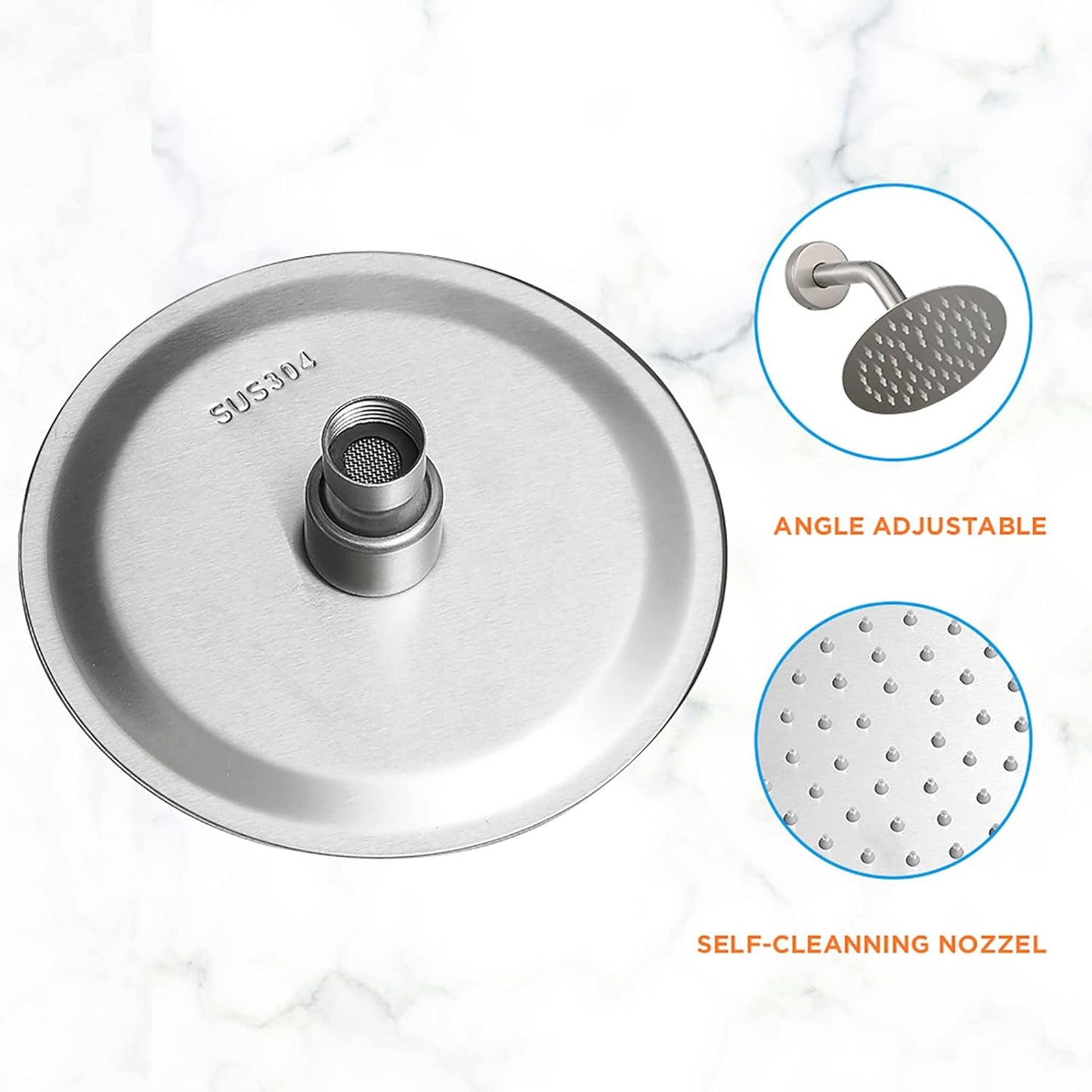 High Pressure 6-Inch Rain Shower Head & Faucet Set with Valve - Modern Bathroom Fixtures