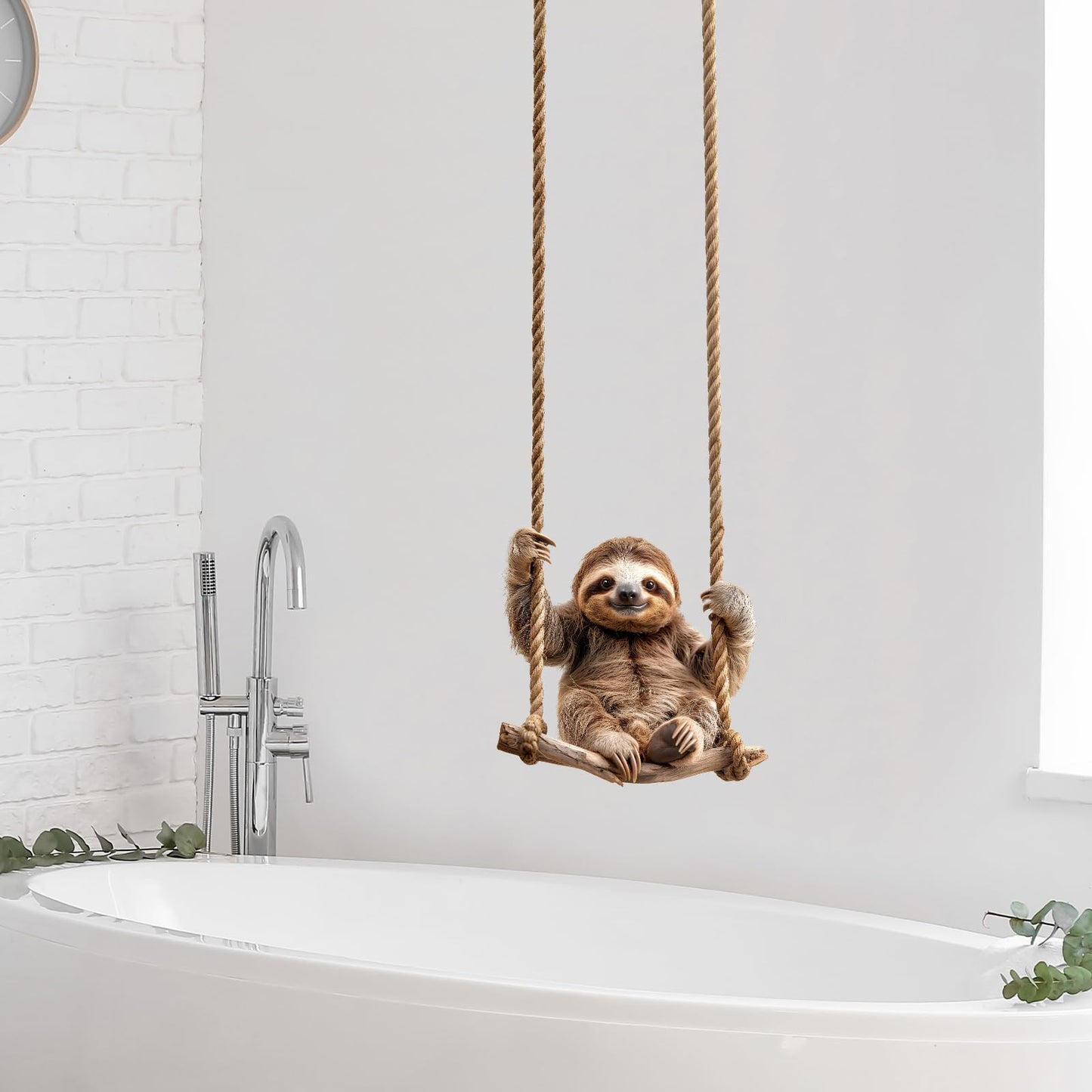 RoyoLam Lifelike Sloth on The Swing Wall Decal Nursery Animal Wall Sticker Removable Peel and Stick Wall Art Decor for Kid Baby Classroom Preschool Living Room Playroom Bedroom School