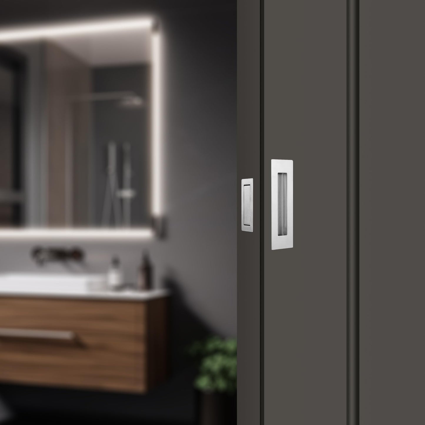 Malimali Pocket Door Pull and Edge Set, Stainless Steel Hardware Recessed Handle, Sliding Door Finger Flush Pull (Brushed Steel, 3 Pack)