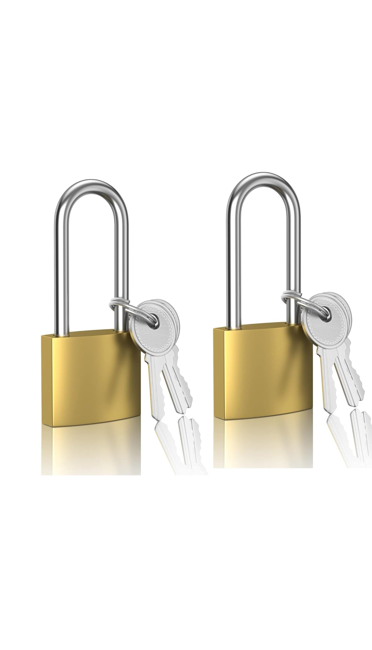 2 Pack Key Locks(keyed Alike), Shackle Length 2.63in, Padlock with Keys, Long Shackle Padlocks with Keys, Gym Locker Padlocks, High Security Padlock, for Indoor, Gate, Garage