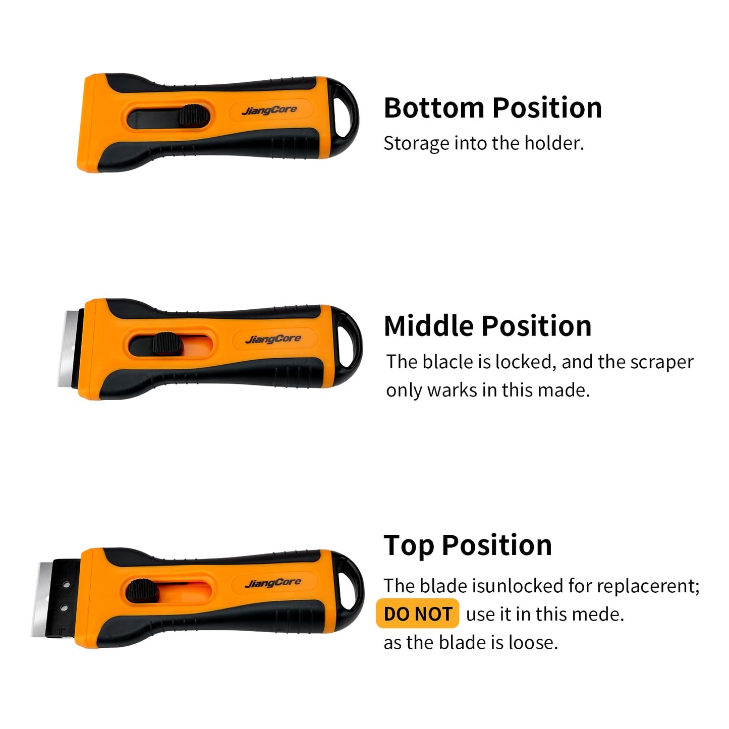 JiangCore Razor Blade Scraper Tool with 15 Extra SK5 Blades - Multi-Surface for Glass Tile Window Car Cooktops - Stainless Steel, Cleaning & Paint Removal Tool