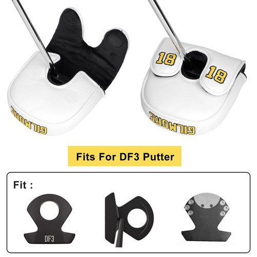 Golf Mallet Putter Cover Head Cover, Funny Happy Gilmore Magnetic Closure Premium Leather Headcovers Golf Mallet Putter Cover for Golf DF3 Putter