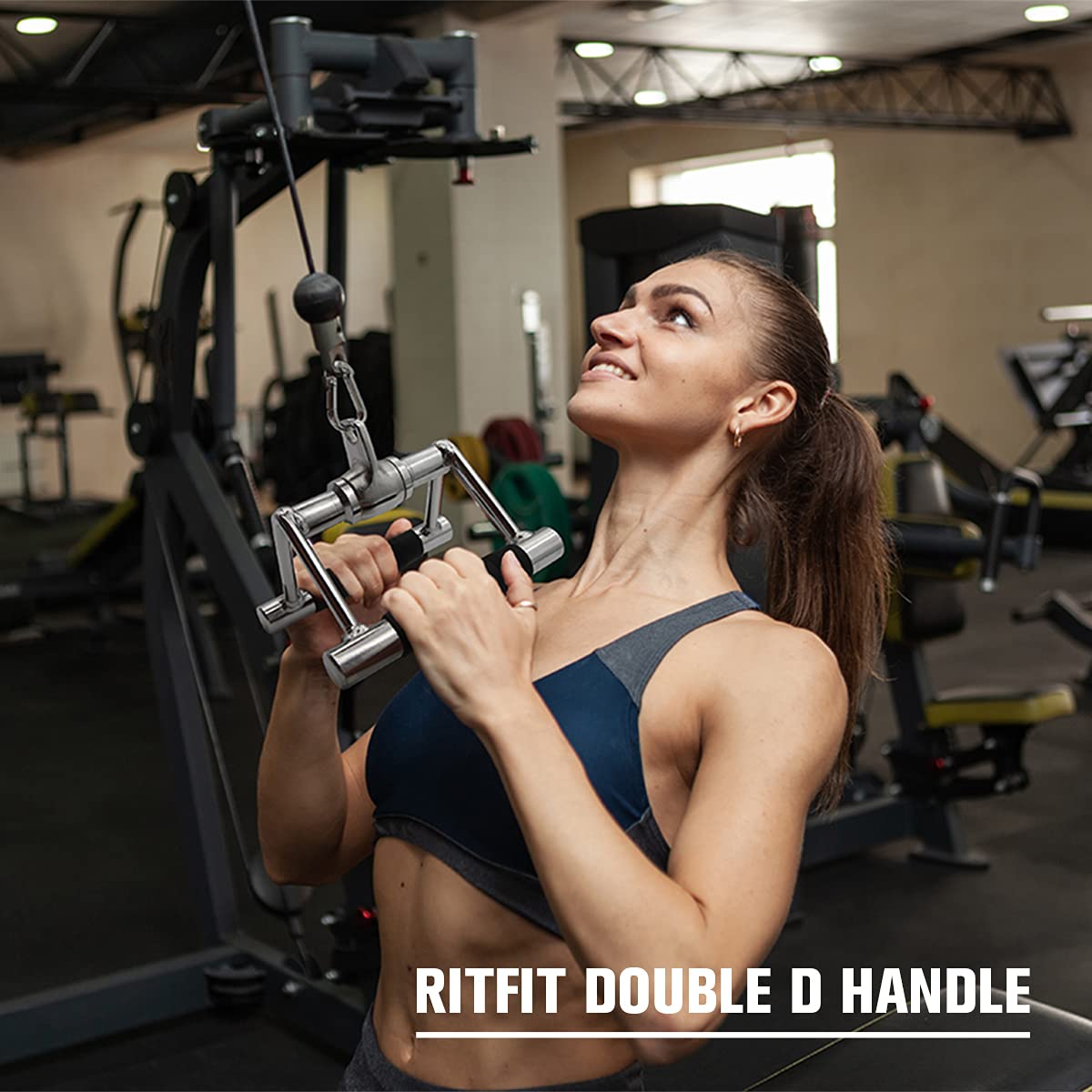 RitFit Cable Machine Attachments for Gym, LAT Pulldown Accessories with Multi-Option: V Bar, Tricep Rope, Double D Handle, Rotating Straight Bar, for Weight Fitness