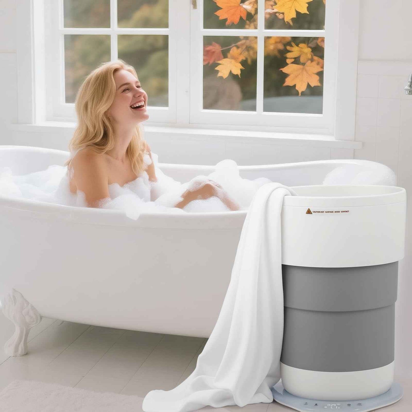 Sageme Towel Warmer for Bathroom, 21L Towels Warmer Bucket with Timer, Towel Heater,Auto Shut Off,White Elephant Gifts Fits Up to Oversized Towels, Bathrobes, Blankets, PJ's and More