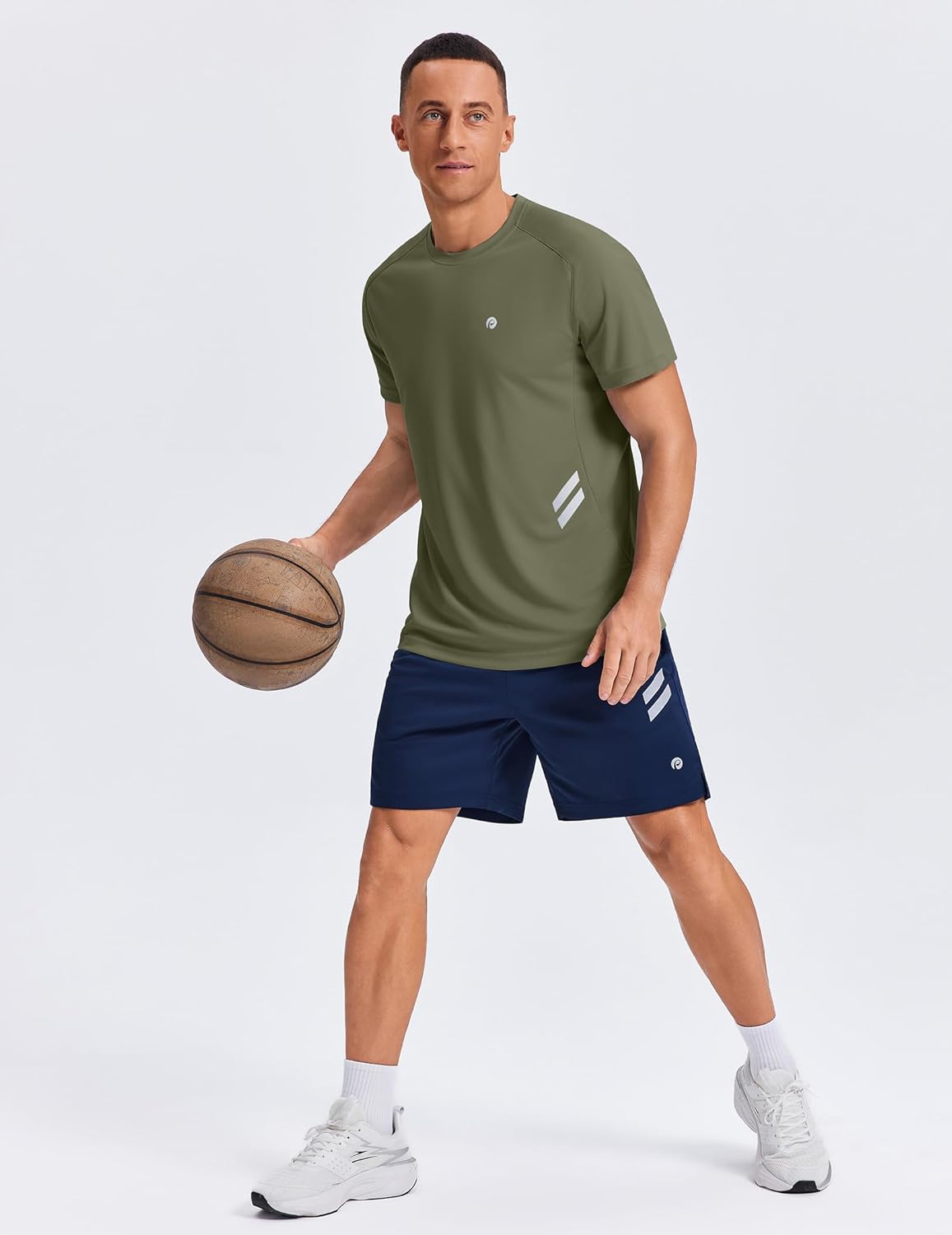 PINSPARK Men's Quick Dry Athletic T-Shirts - Moisture-Wicking Short Sleeve Gym Tees for Workouts