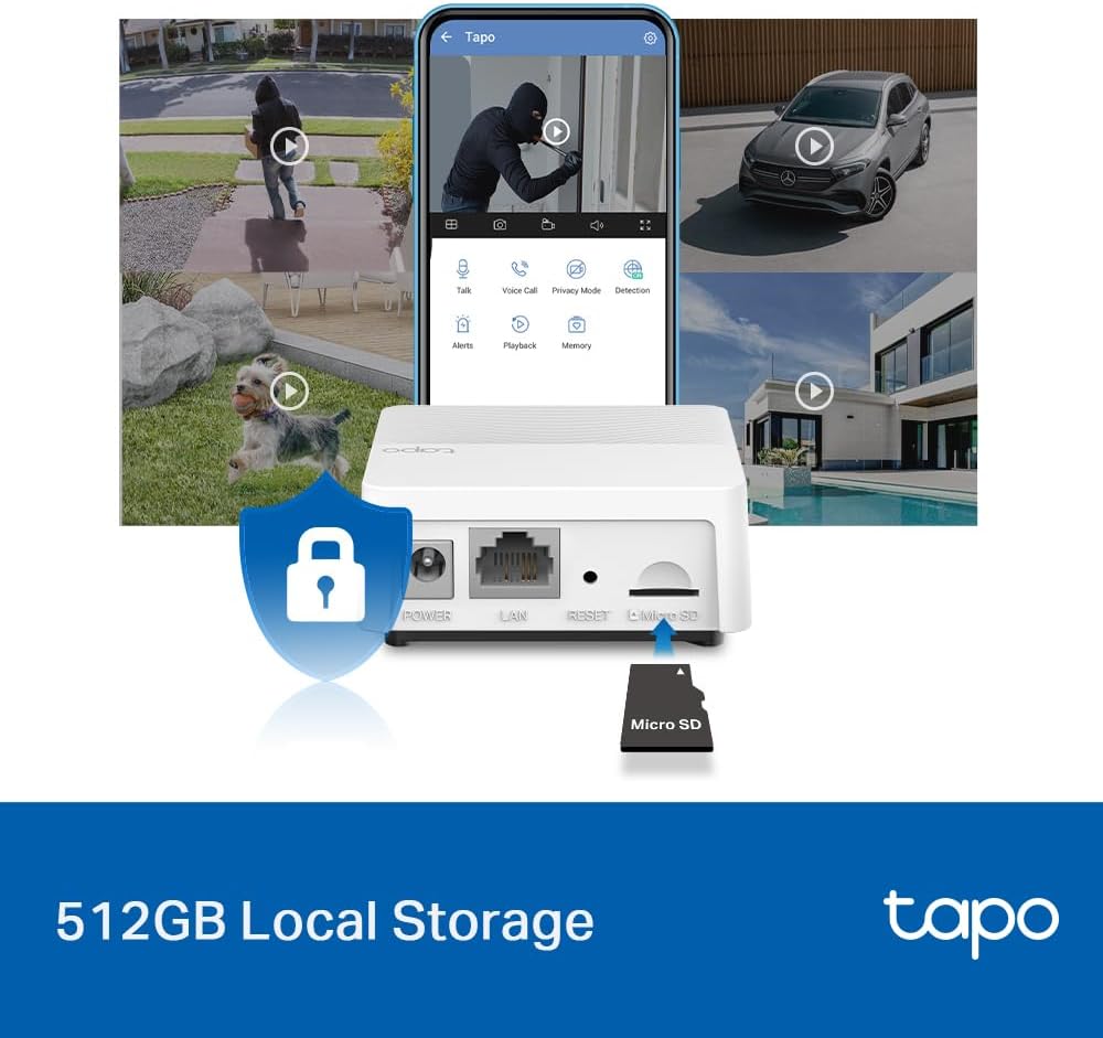 TP-Link Tapo Smart Hub H200 - 64 Device Capacity, Built-In Chime, 512GB Storage