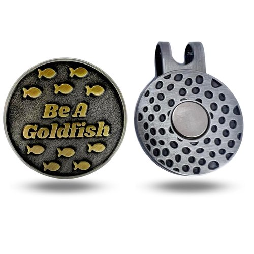 Full Metal Markers Be a Goldfish Magnetic Metal Golf Ball Marker with Hat Clip for Men and Women - Unique Marker for Putting Green - Golf Accessories - 1 Ball Marker + 1 Hat Clip
