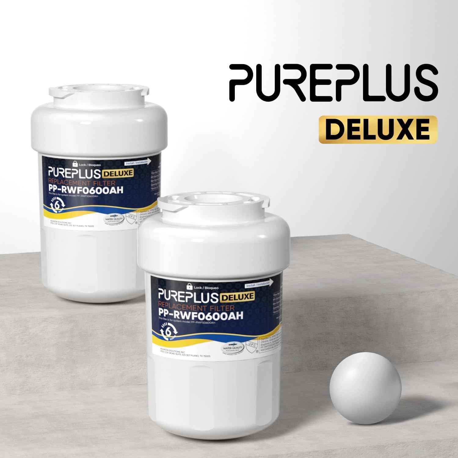 PUREPLUS PRO Refrigerator Water Filter Replacement - NSF Certified 3-Pack for HDX FMG-1, PL-100, WFC1201