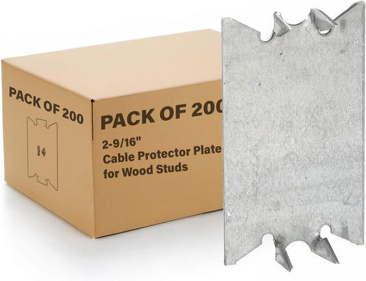 RACO 2710 Cable Protector Plate for Wood Studs – 2-9/16” Long, 200 Pack