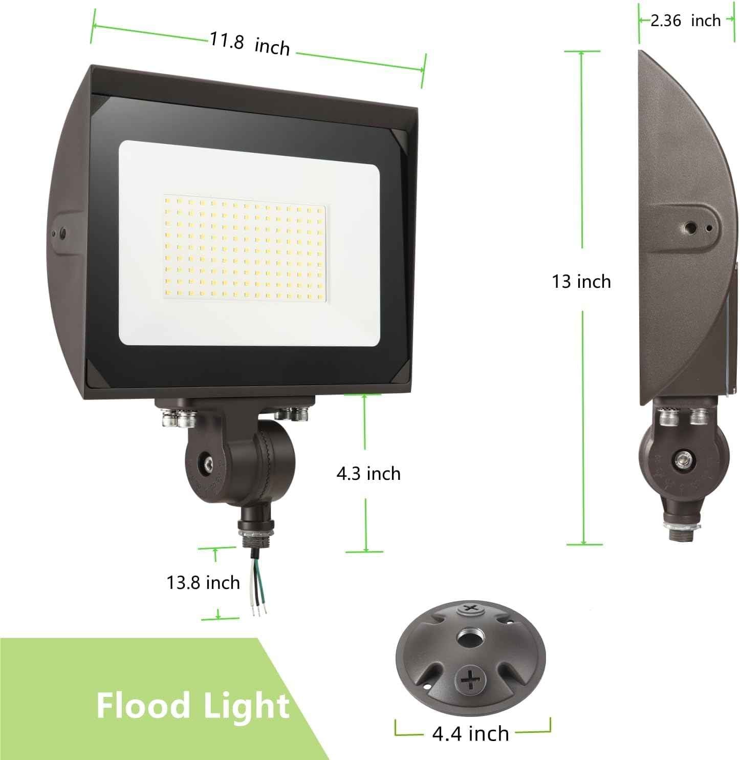 80W LED Flood Light - Waterproof Outdoor Security Light, 9600LM, 5000K Daylight, Knuckle Mount Included