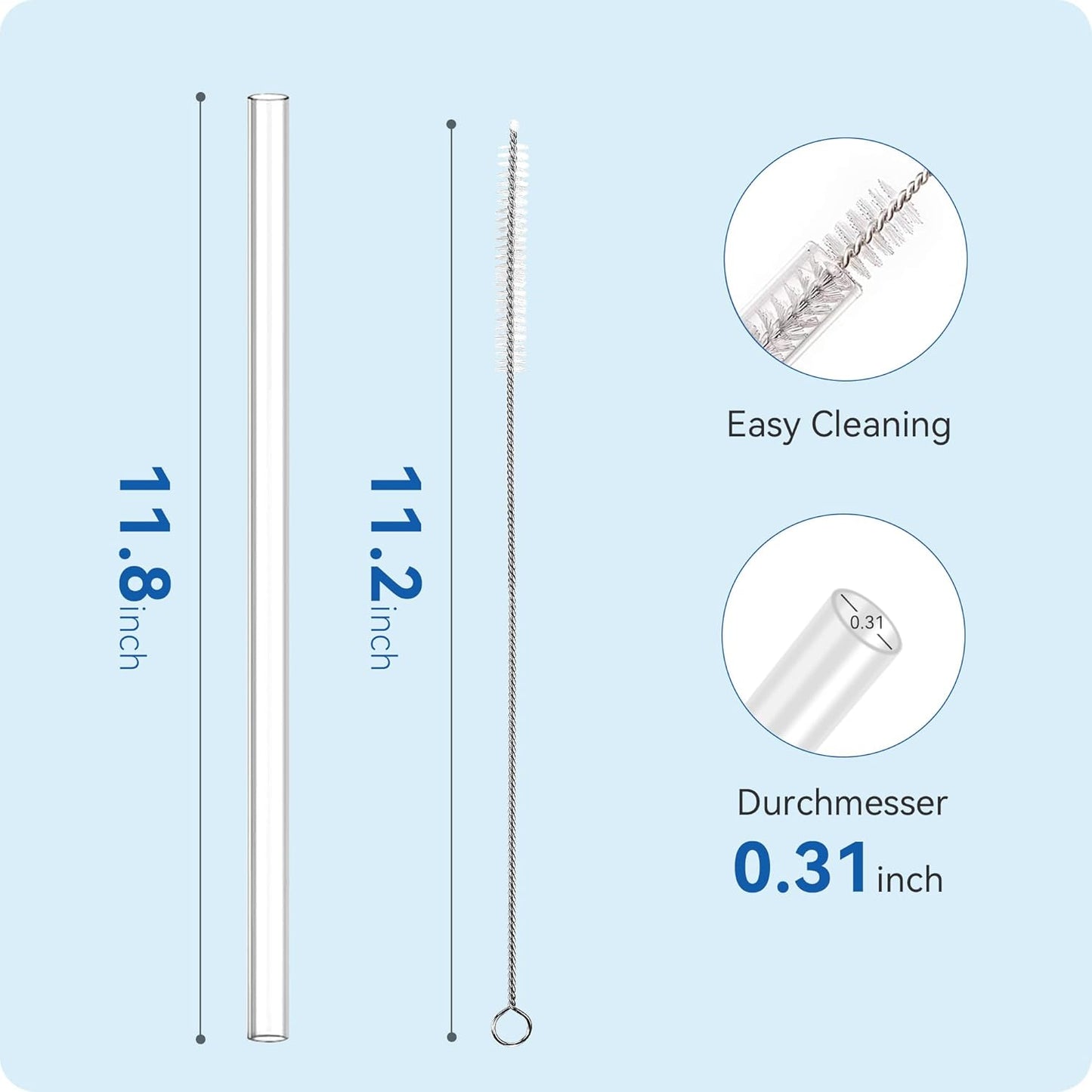 Owala Tritan Reusable Straws - 4-Pack Long Drinking Straws with 2 Cleaning Brushes for 40 oz Tumblers