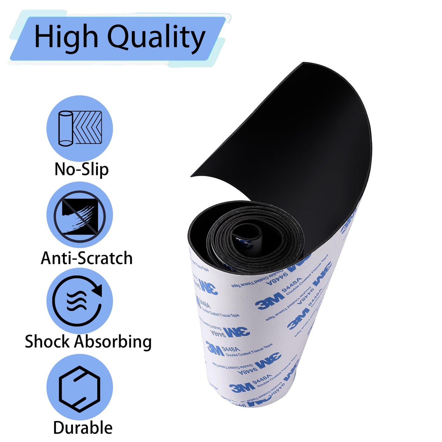 Non Slip Furniture Pads, Silicone Self Adhesive Cuttable Anti-Slip Furniture Pads for Hardwood Floors, 5x40 inch Anti-Scratch Rubber Pads Roll