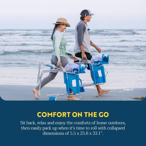 GCI Outdoor Beach Rocker Folding Chair - Portable Rocking Design in Saybrook Blue