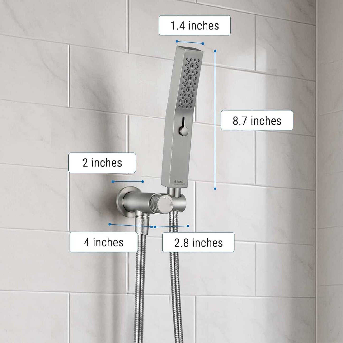 All Metal Handheld Shower Set with 3-Function Wand & 70-Inch Stainless Steel Hose