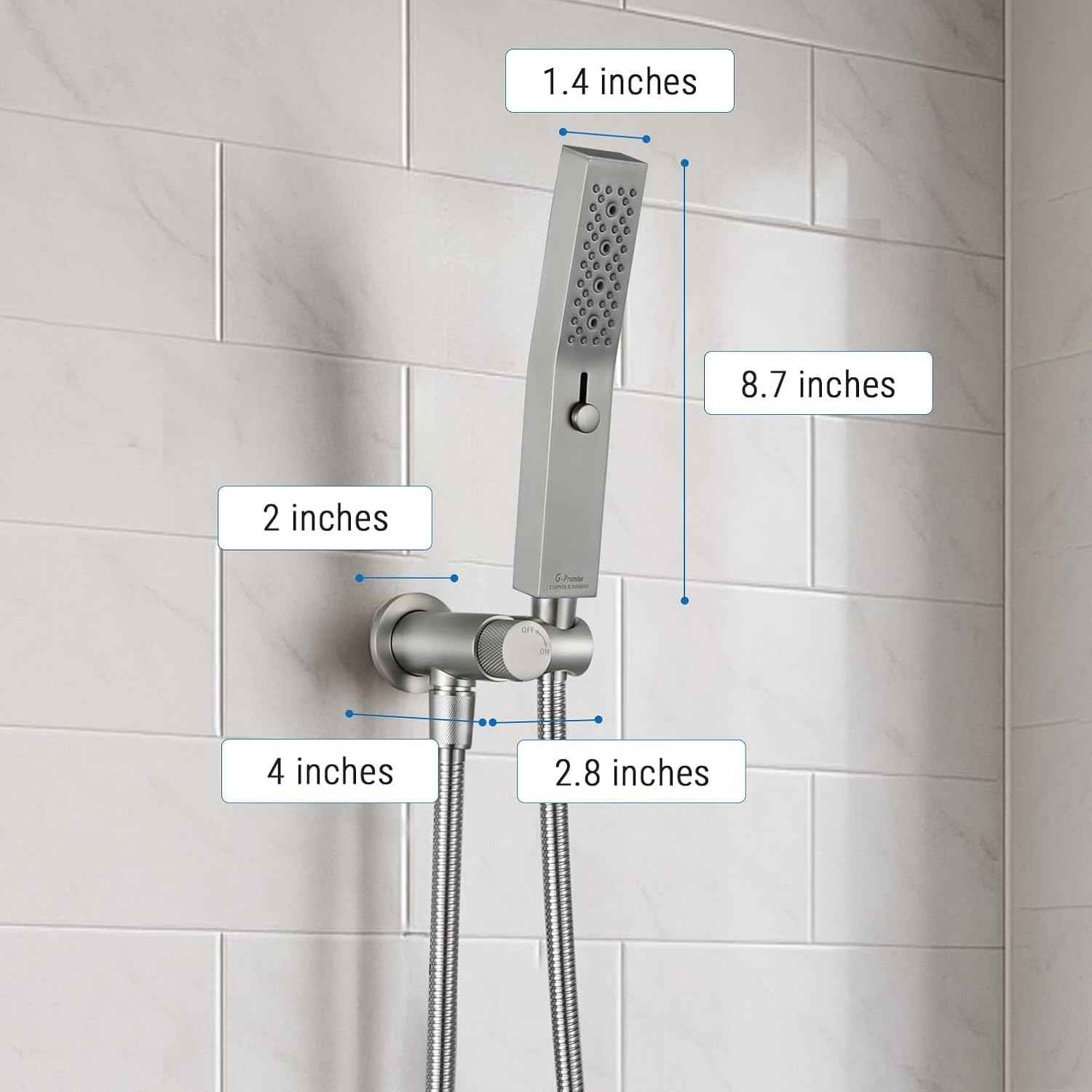 All Metal Handheld Shower Set with 3-Function Wand & 70-Inch Stainless Steel Hose